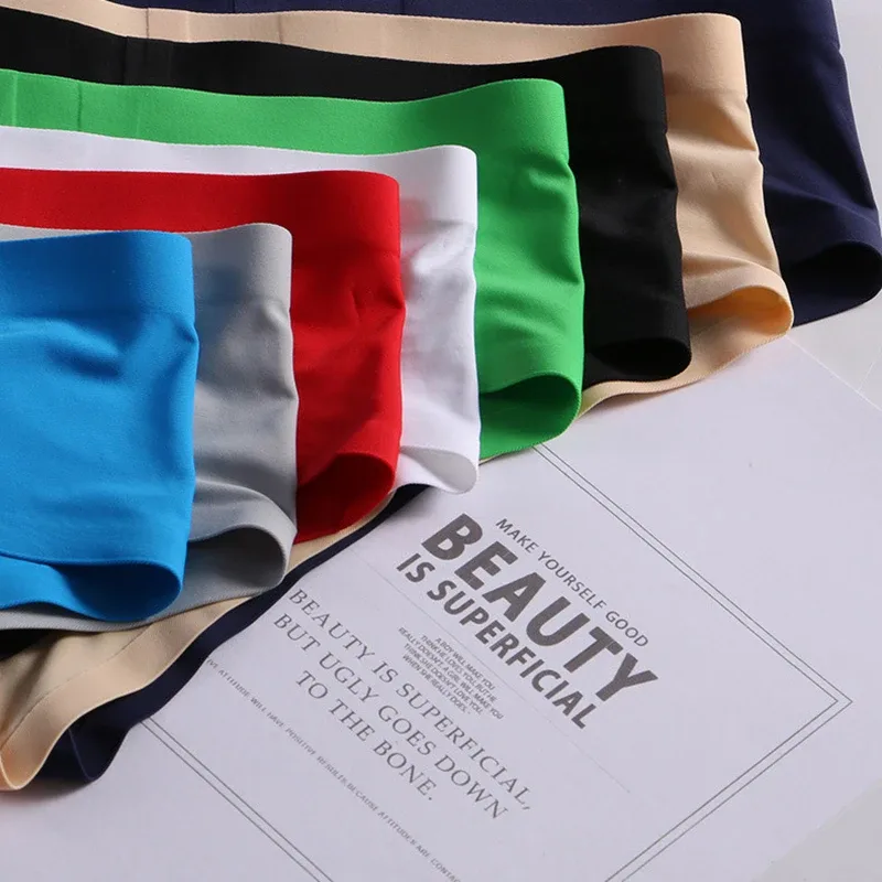 New Mens Elastic Seamless Briefs Shorts Underwear Ultra-Thin Breathable Briefs Cueca Ice Silk Seamless Low Waist Soft Underpants — image 5