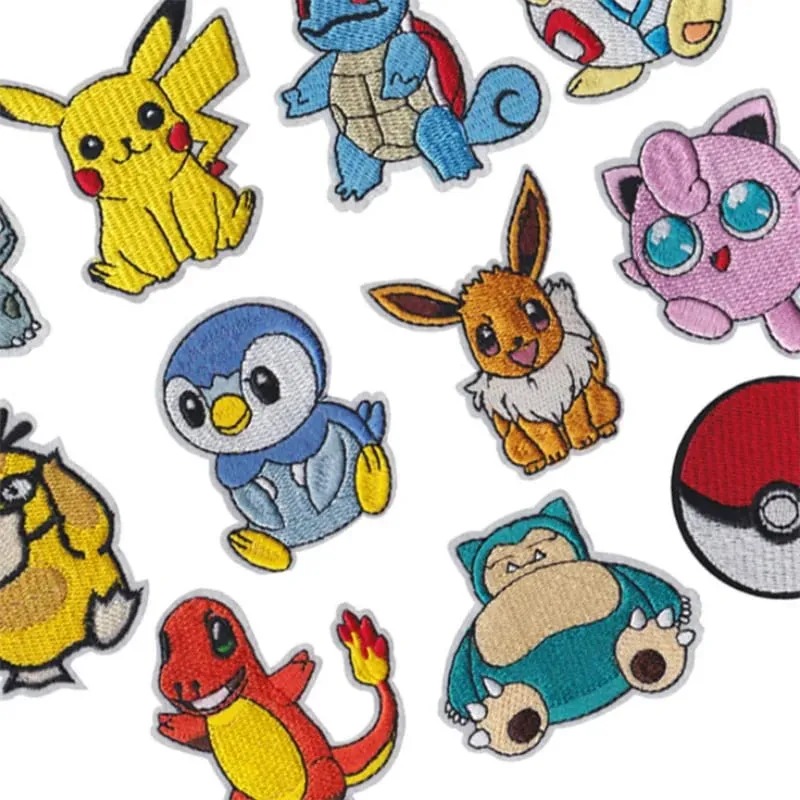 HOT 40 Style Snorlax Iron On Patch Embroidered Clothes Patches Cartoon for Clothing Kid Umbreon Cloth Stickers Garment Appliqués — image 2