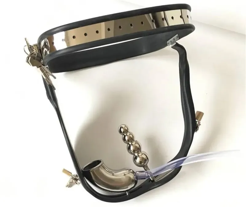 Adjustable Male Chastity Belt Cock Cage Penis Rings Removable Anal Beads Butt Plug Adult Sex Toys for Men BDSM Bondage Equipment