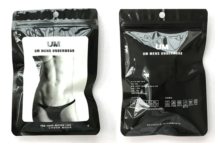 Celana Dalam Seksi Pria Celana Dalam Sutra Es Ultratipis Pakaian Dalam Bikini Belah Ganda dengan Celana Dalam Desain U-cembung Yang Dipersonalisasi Lubang