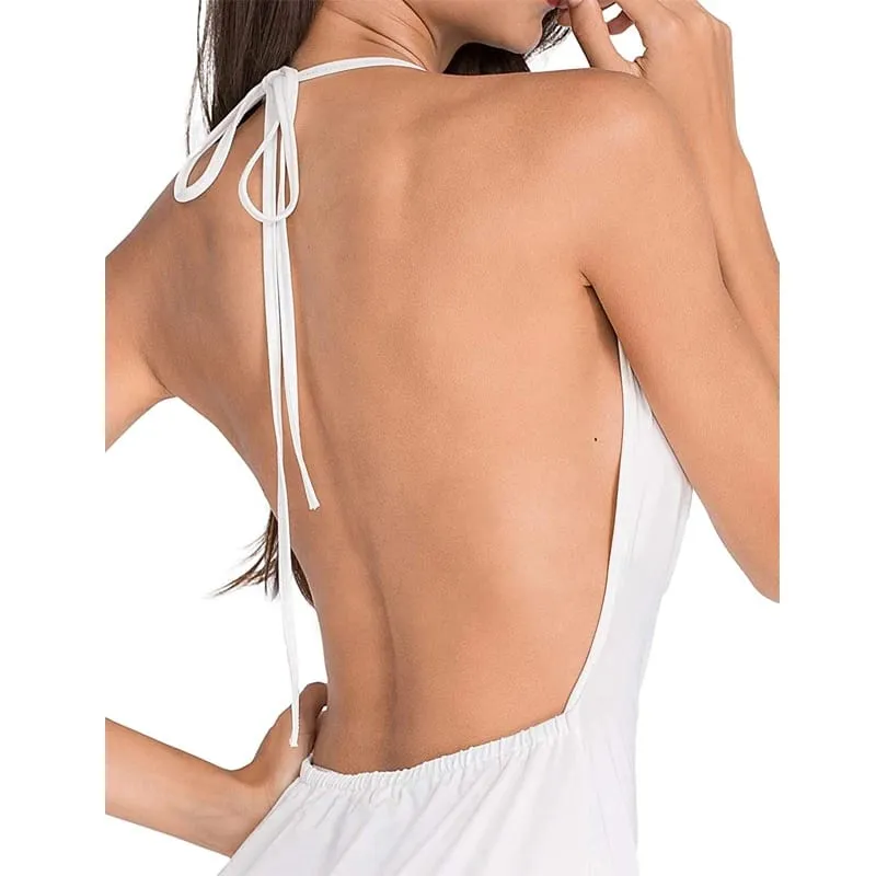 V-neck Backless Sexy Casual Dress Summer Off Shoulder Black White Beach Dress Bodycon Sleeveless Spaghetti Strap Dress Women — image 5