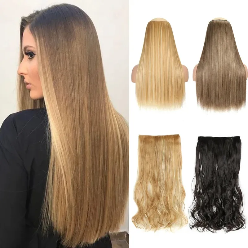 Hairstar 24' Long Straight Curly One Piece 5 Clips Clip-In Hair Extensions Synthetic Hairpieces for Woman — image 2
