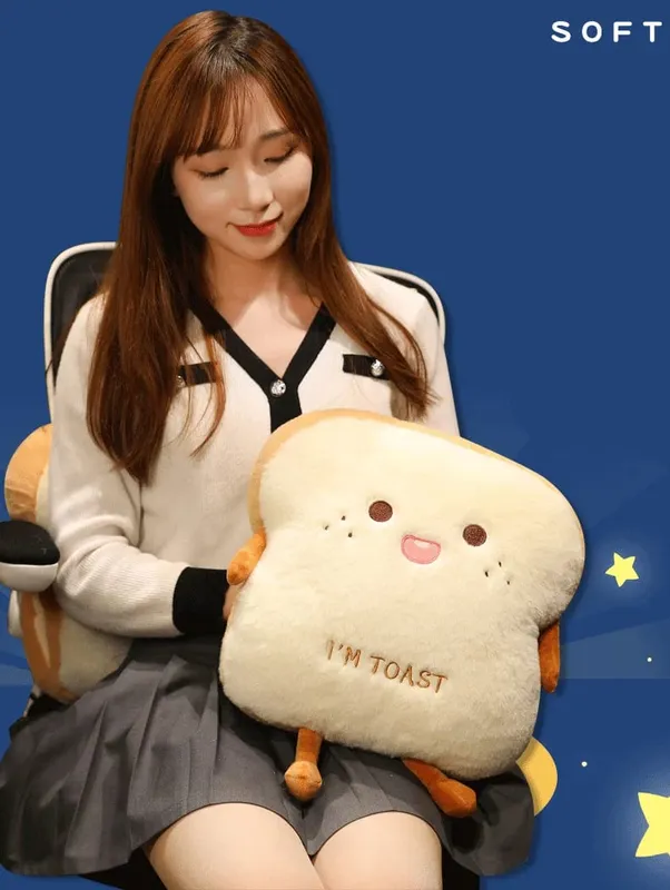 Plush Bread Pillow Cute Simulation Food Toast Soft Doll Warm Hand Pillow Cushion Home Decoration Kids Toys Birthday Gift