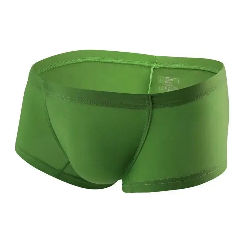 Sexy Men Underwear Boxers Solid Thin Ice Silk Panties Man Breathable Low Waist U Convex Pouch Underpants Male Cueca Calzoncillo — image 34