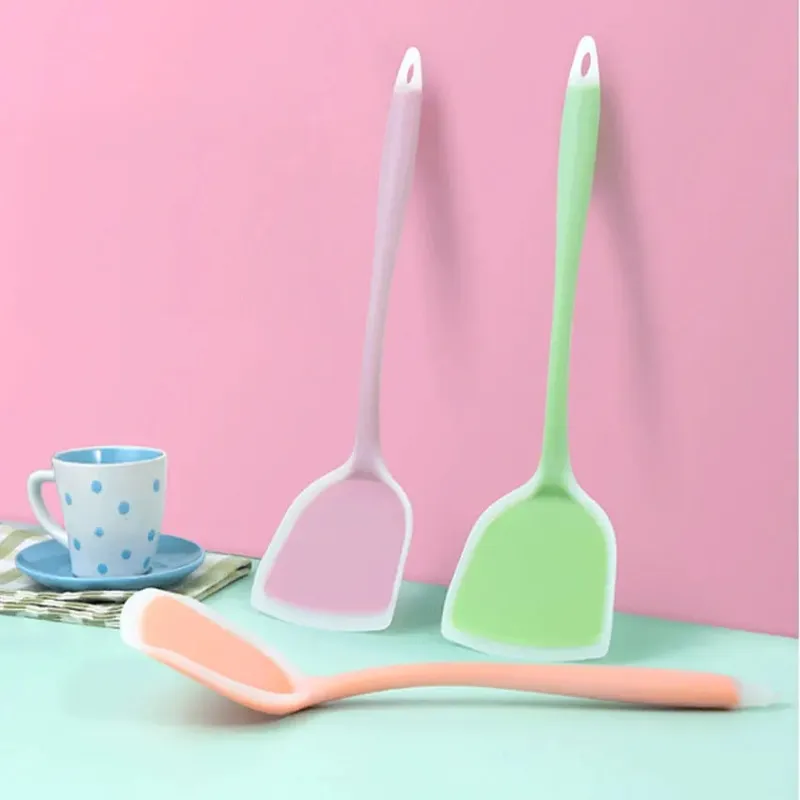 Silicone Kitchen Ware Non-stick Set Cooking Utensils Tools Egg Fish Frying Pan Scoop Fried Shovel Spatula Cooking Utensils — image 1