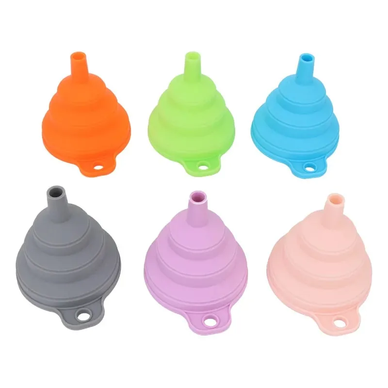 3 PC Silicone Collapsible Foldable Funnel Household Kitchen Cooking Tools Portable Wine Mini Portable Oil Pot Funnel — image 5