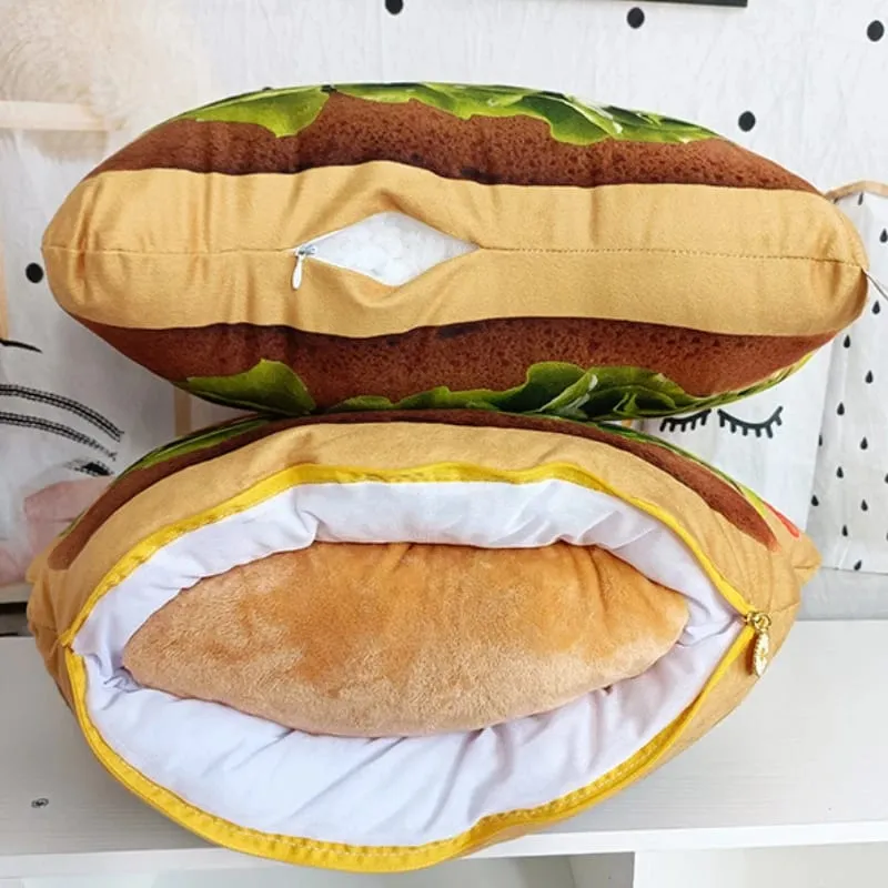Travesseiro de hambúrguer de pelúcia realista, brinquedo de simulação, travesseiro de lance de hambúrguer de fast food com cobertor, almofada 2 em 1 — image 6