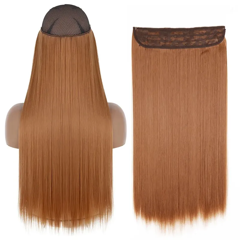Synthetic No Clip Wave Hair Extensions Hidden Secret False Hairpiece One Piece Fish Line Fake Hair Piece — image 27