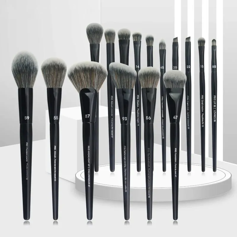 16pcs/set Makeup brush-Black cosmetic brushes series-high quality fiber beauty Angled Foundation Eyeshadow Powder Make Up Brush — image 4