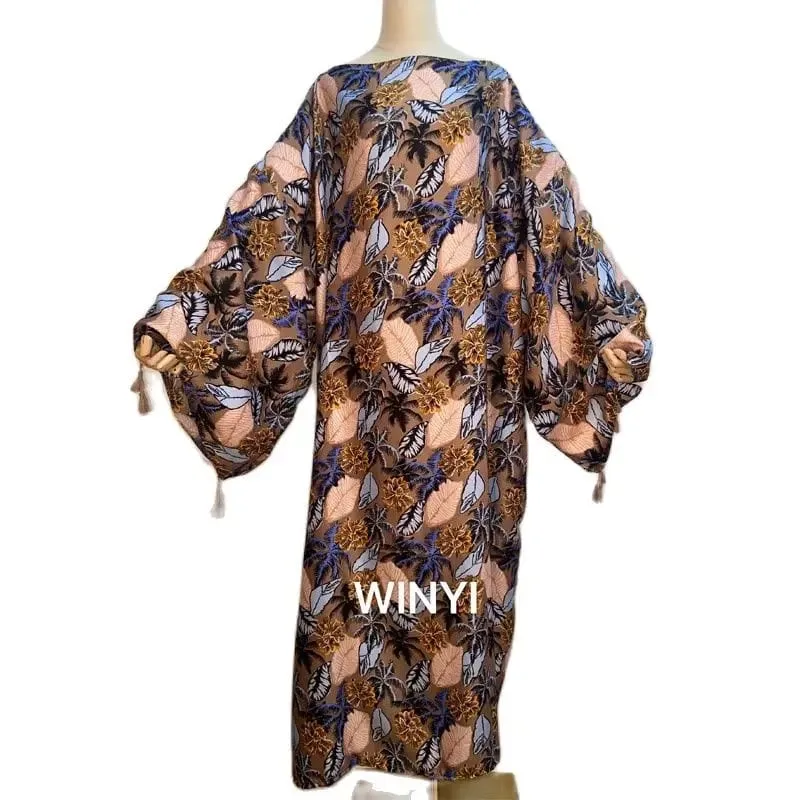 Cotton Robe Femme Hiver Платье Elegant Long Sleeve Мусульманские Комплекты Splicing Stripe Print Female Dresses Vestdios Abaya — image 42