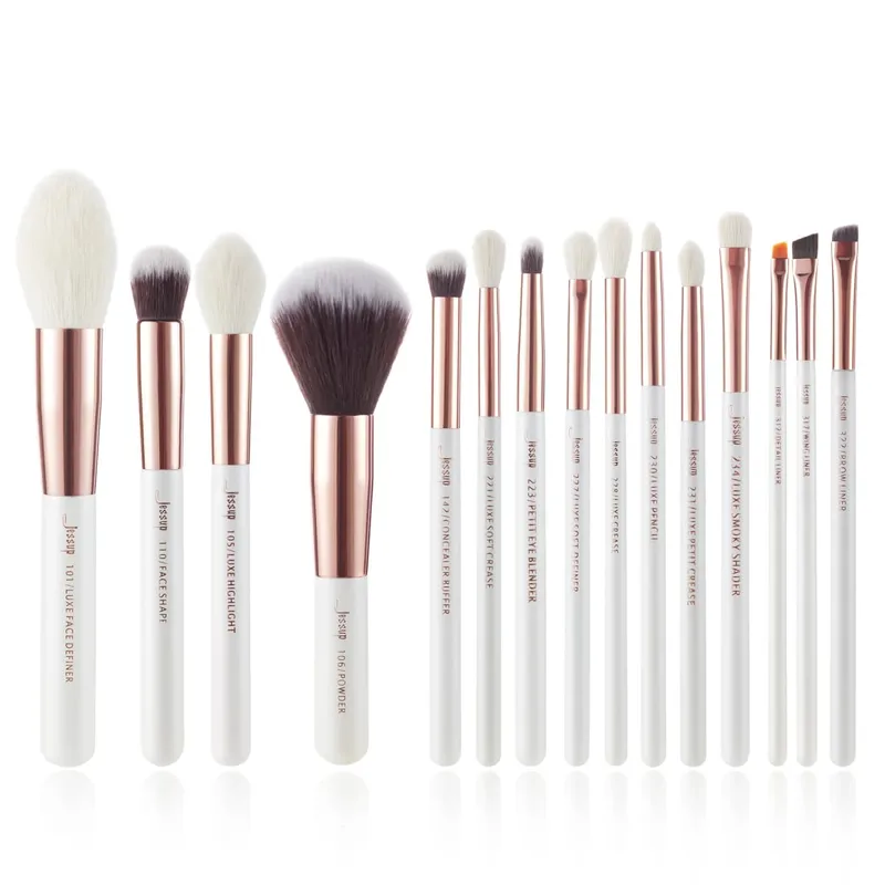 Jessup conjunto de pincéis de maquiagem profissional, 6-25 peças, pincel de maquiagem, base sintética natural, pó iluminador, branco pérola t215 — image 10