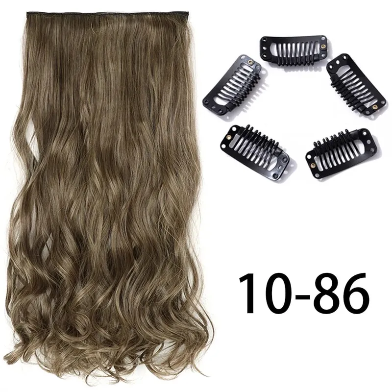 Synthetic Long Straight Clip In One Piece Hair Extension 5 Clips False Blonde Hair Brown Black Heat Resistant Fake Hair — image 28