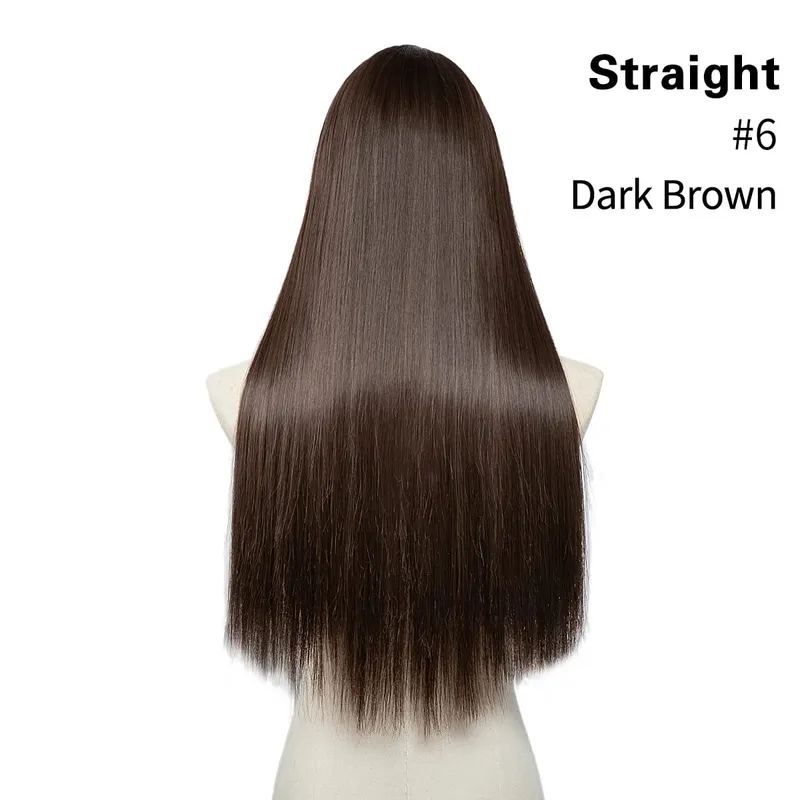 Premium Synthetic Straight U Part Clip in Hair Extension Long Daily Use Clip-on Natural Thick Fake Blonde Hairpieces For Woman — image 11
