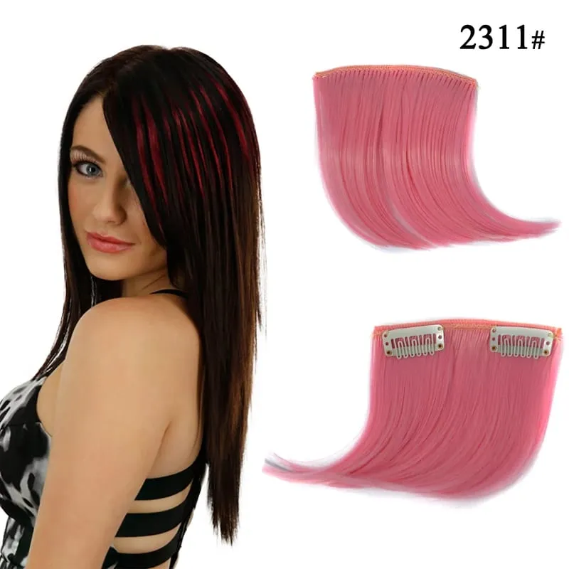 Synthetic Small Hair Bangs Extension Invisible Clip In Colorful Fringe For Cosplay Hair Accessories Heat Resistant Hairpieces