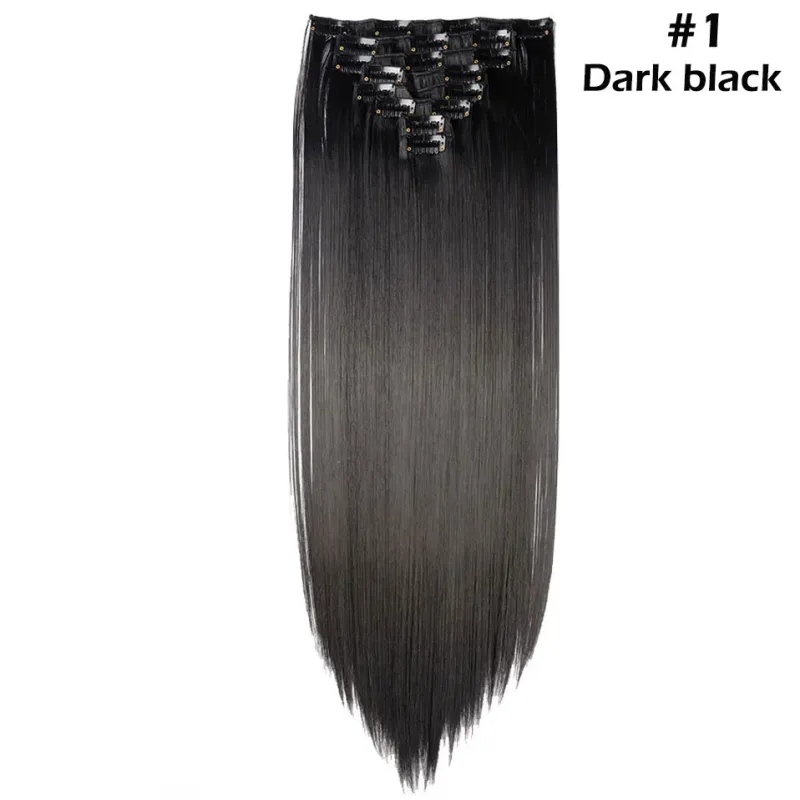 S-noilite Synthetic 8PCS/Set 18Clips Clip in Hair Extensions Long Straight Hair Extension Clip in Hair for Women — image 9