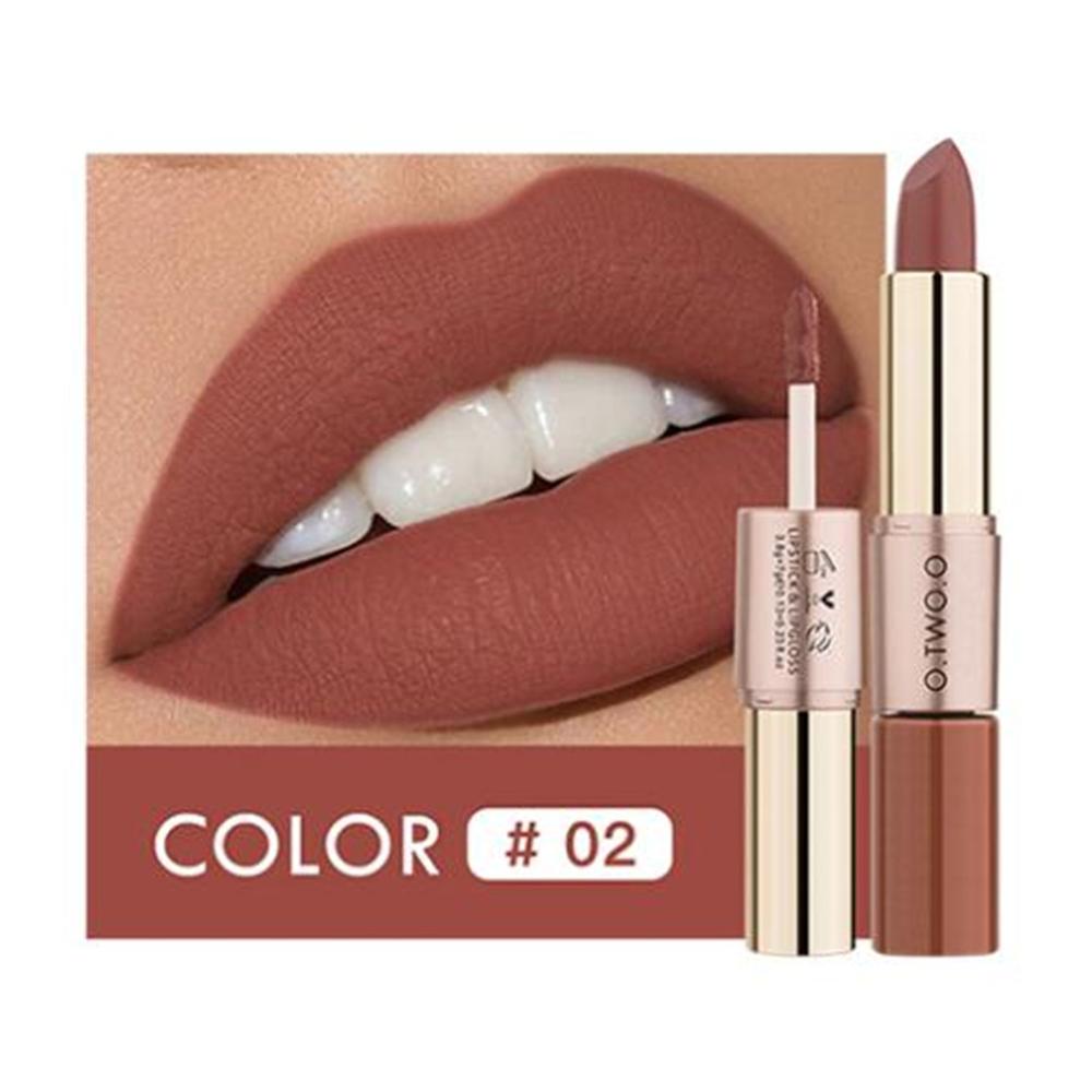 O.TWO.O 2 en 1 Lápiz labial Mate Brillo de labios Cosméticos Pintalabios impermeables Batom Mate Labios Maquillaje Colorete 12 colores Lápiz labial — image 11