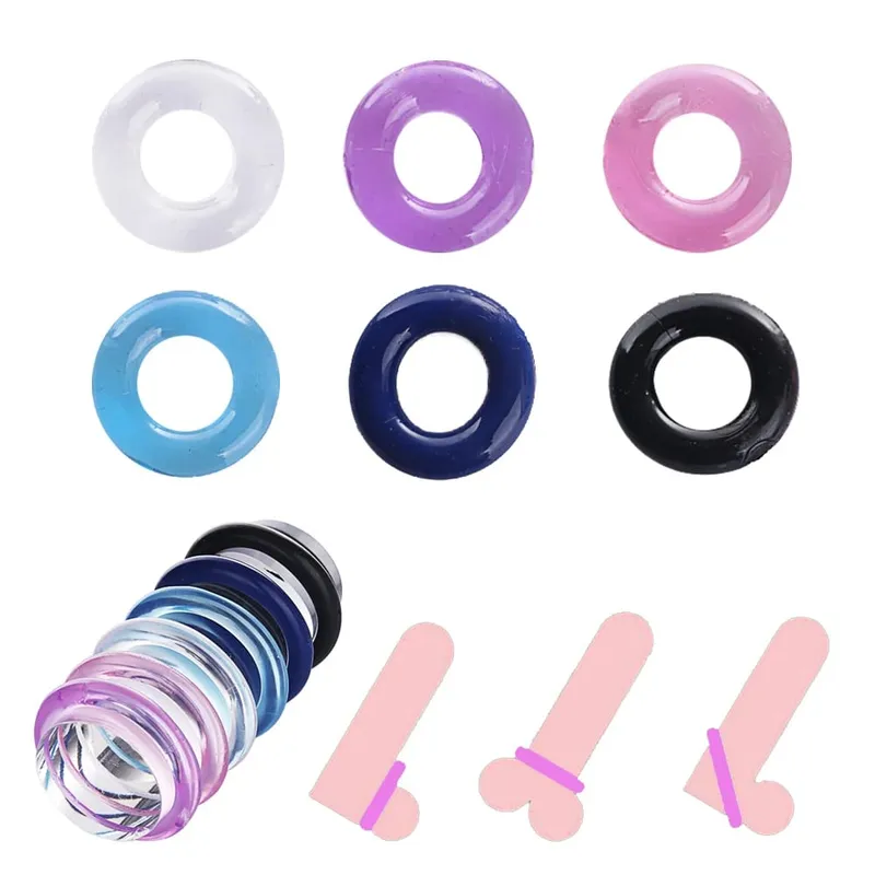 5PCS Silicone Penis Ring Ejaculation Delay Penis Attachments Cock Ring Male Chastity Device Penis Enlargement Sex Toys for Men