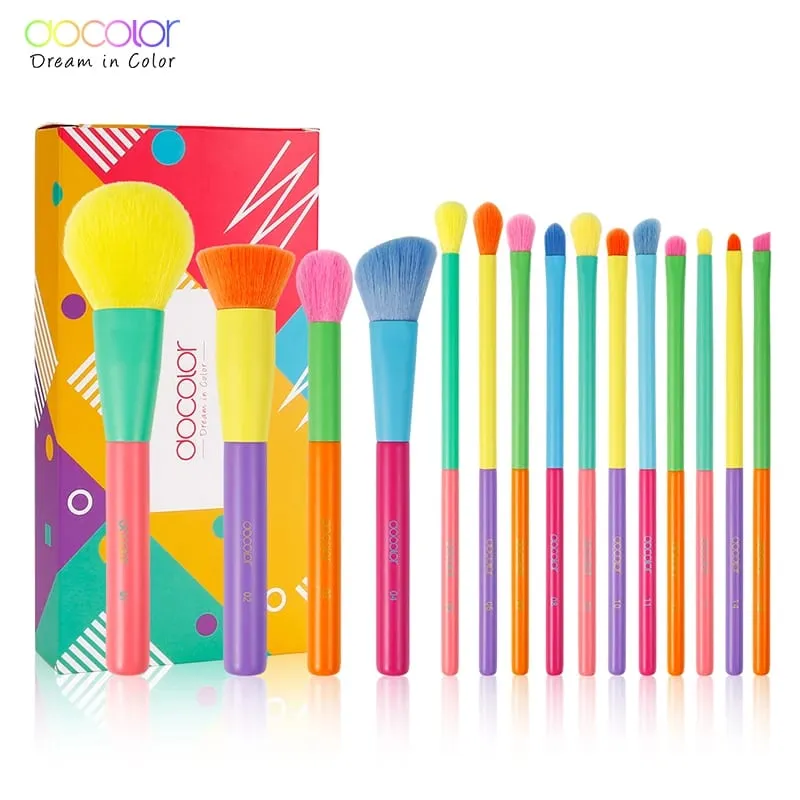Docolor 15PCS Makeup Brushes Set Kabuki Foundation Powder Blush Eyeshadow Face Blending Concealer Makeup Brushes Beauty Tool