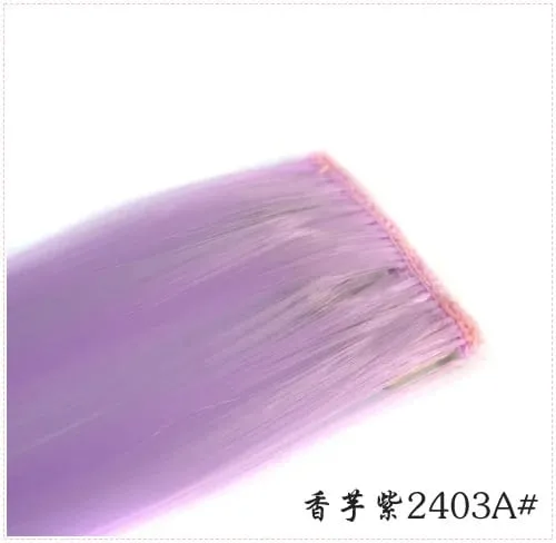 Long Straight Color Hair Piece Hair Extensions Clip In Highlight Rainbow Hair Streak Pink Synthetic Hair Strands on Clips