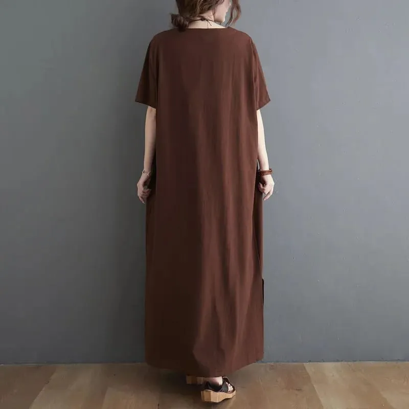 short sleeve oversized cotton linen vintage new in dresses for women casual loose long summer dress elegant clothes 2026 — image 2