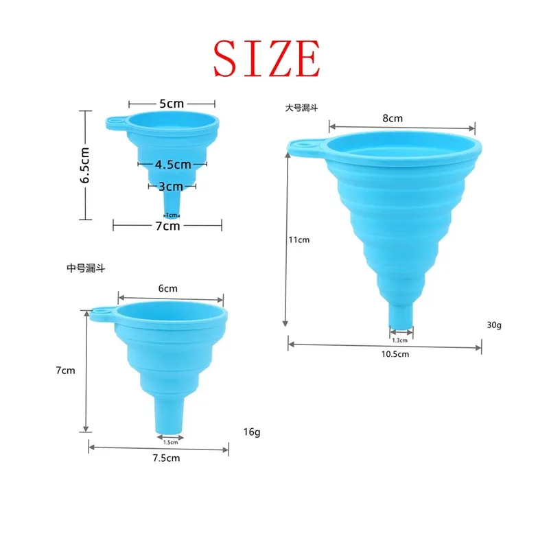 3 PC Silicone Collapsible Foldable Funnel Household Kitchen Cooking Tools Portable Wine Mini Portable Oil Pot Funnel — image 6