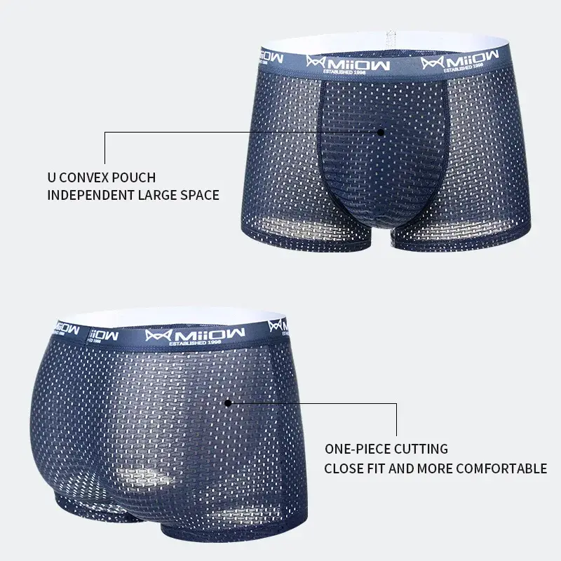 MiiOW – Boxer Sexy pour hommes, sous-vêtements en maille respirante en soie glacée, culotte masculine, Lingerie, caleçon, grande taille L-4XL 2022 — image 5