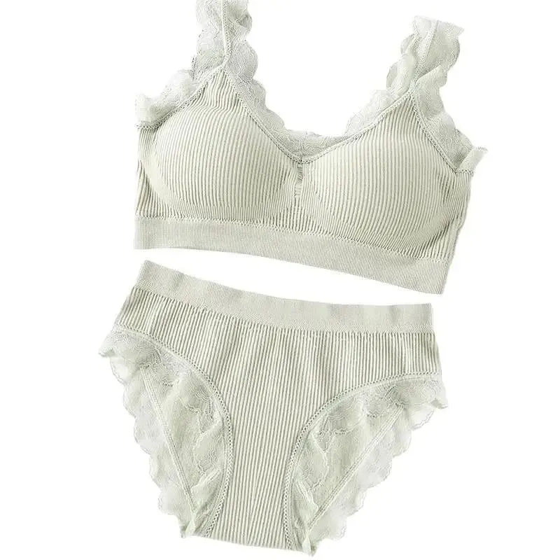Newest Sexy Lace Underwear Set Padded Bra Set Without Steel Ring Solid Women's Underwear Brassiere Comfortable Fitness Crop Top — image 4