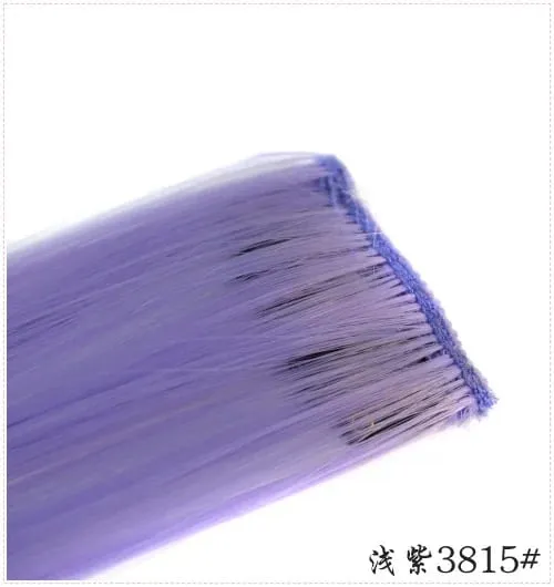 Long Straight Color Hair Piece Hair Extensions Clip In Highlight Rainbow Hair Streak Pink Synthetic Hair Strands on Clips