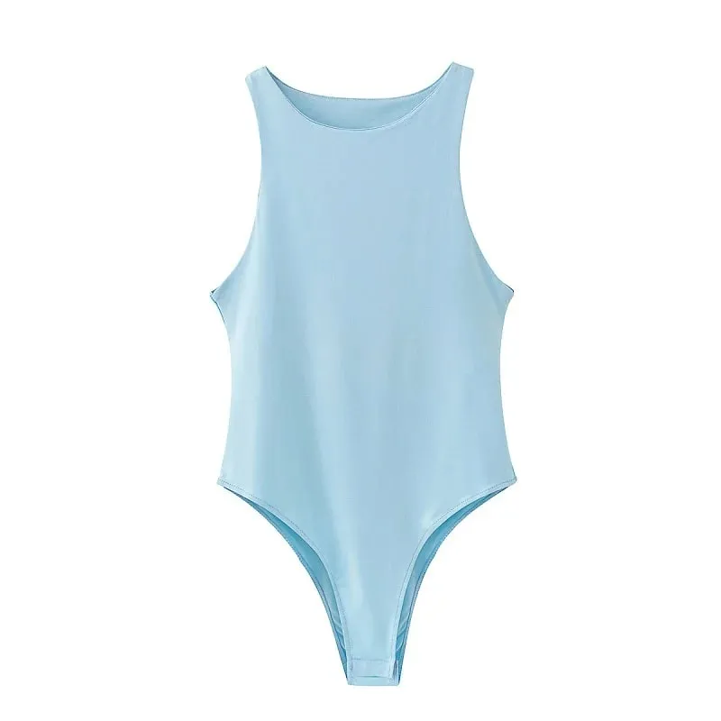 2022 summer solid sexy bodycon women bodysuits female 4 color green slim casual bodysuit chic lady club short playsuits femme — image 13