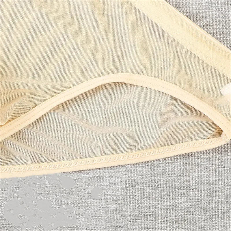 Transparent Underwear Hot Man Pants Ultra-thin Perspective Mid-rise Male Mesh Slips Homme Panties Plus Size