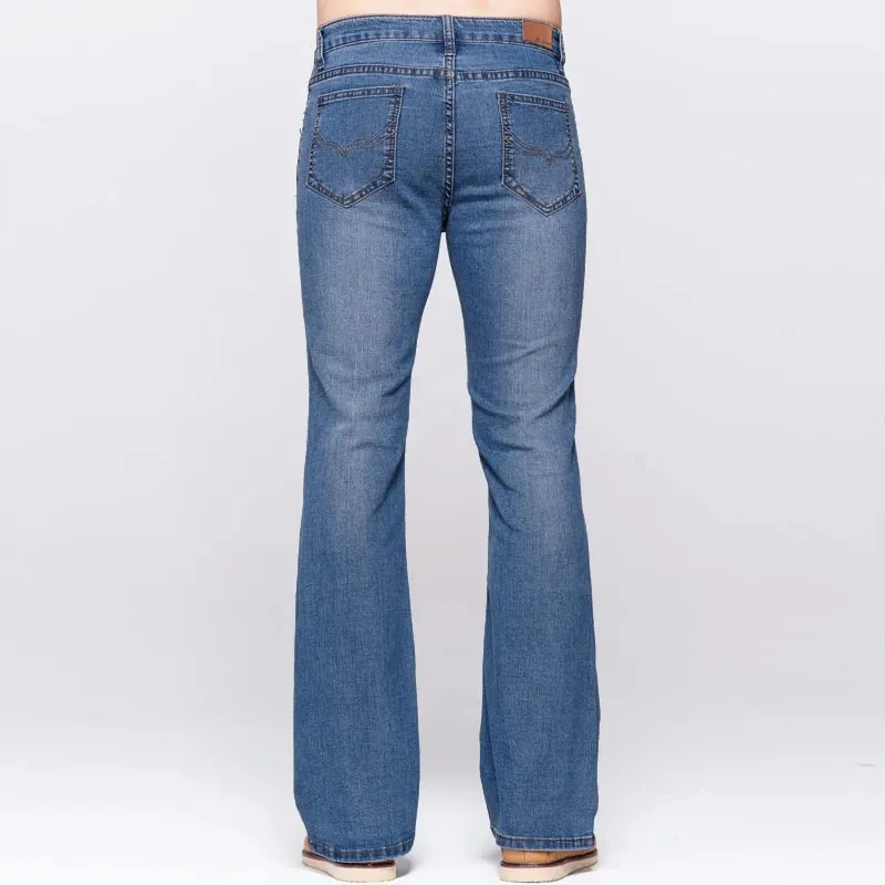 Mens Slim Boot Cut Jeans Classic Stretch Denim Slightly Flare Sky Blue Jeans Casual Stretch Jeans — image 6