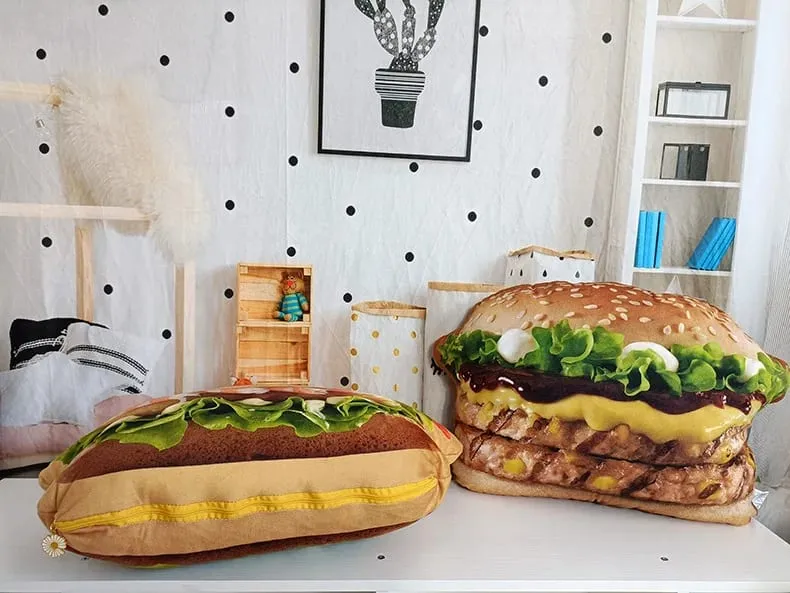 Travesseiro de hambúrguer de pelúcia realista, brinquedo de simulação, travesseiro de lance de hambúrguer de fast food com cobertor, almofada 2 em 1 — image 10