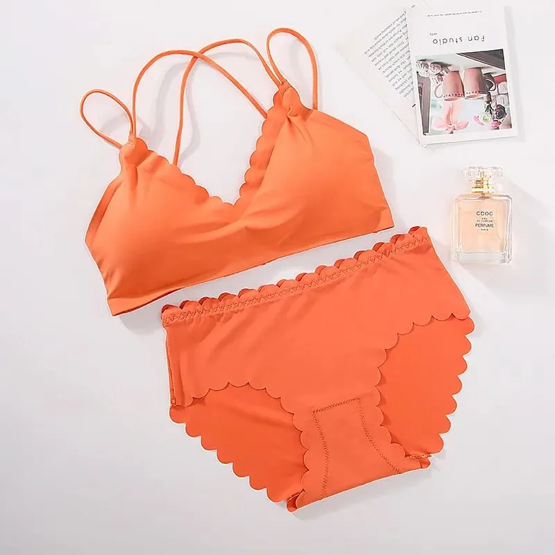 Women Seamless Bra And Panties Set Wire Free Bra Top Push Up Bralette Briefs Japanese Underwear Set Female Sexy Lingerie — image 8