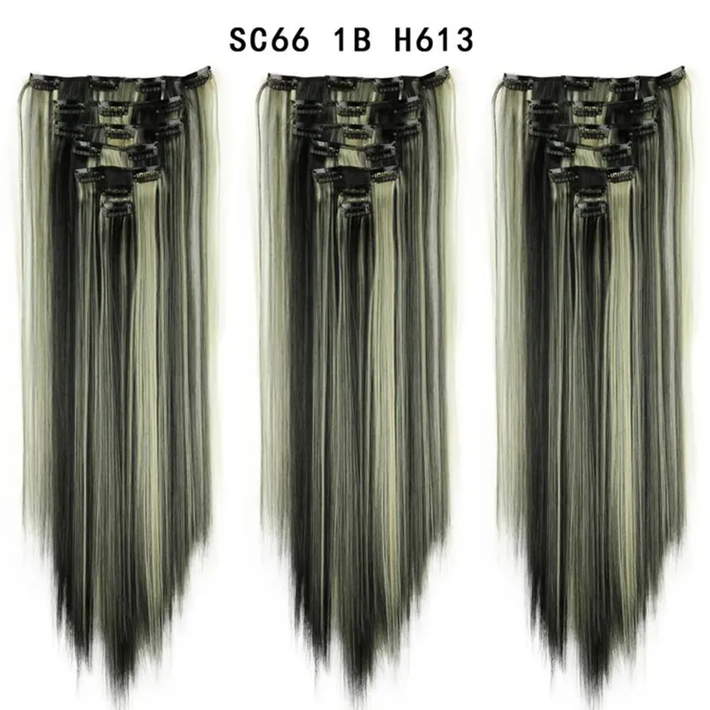 24Inch Synthetic Long Straight Hair Extensions 7pcs/Set 16 Clips in High Tempreture Fiber Synthetic Red Black Brown Hair Piece — image 10