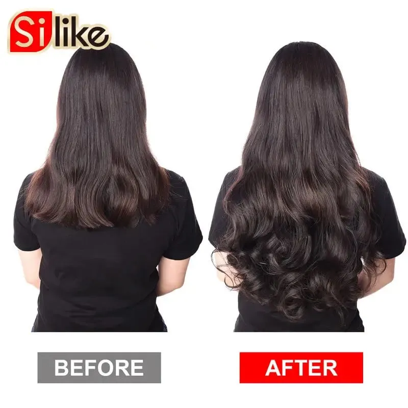 Silike 32inch Synthetic Wavy Clips in One Piece Hair Extensions 17Colors Heat Resistant Fiber Hair Extension for Women — image 5