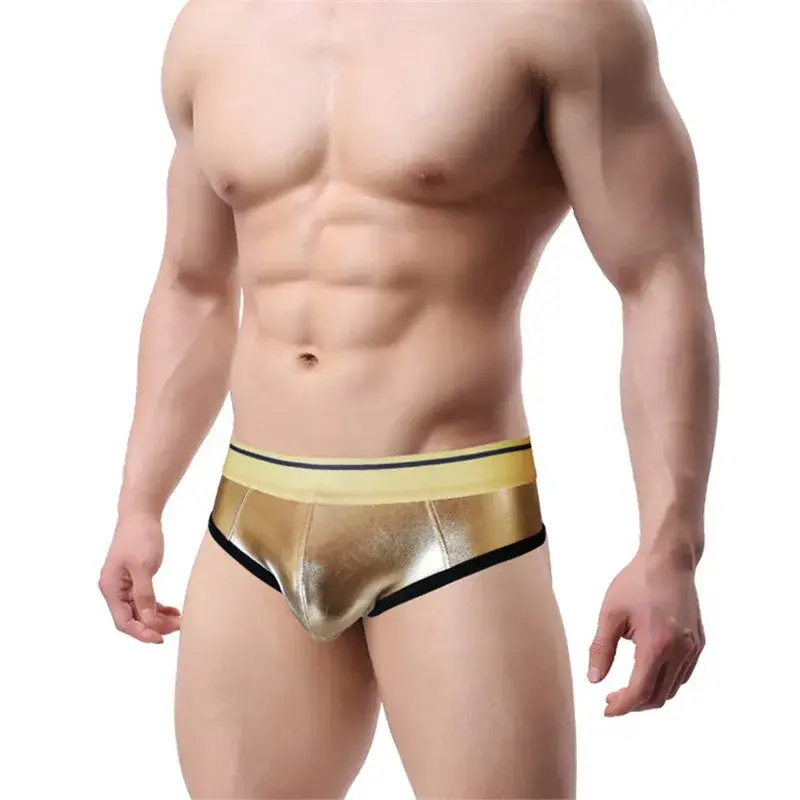 Sexy Men's Underwear Patent Leather Briefs Jockstrap Stretch Sissy Pouch Panties Underwear Briefs Male Fashion Comforty — image 8
