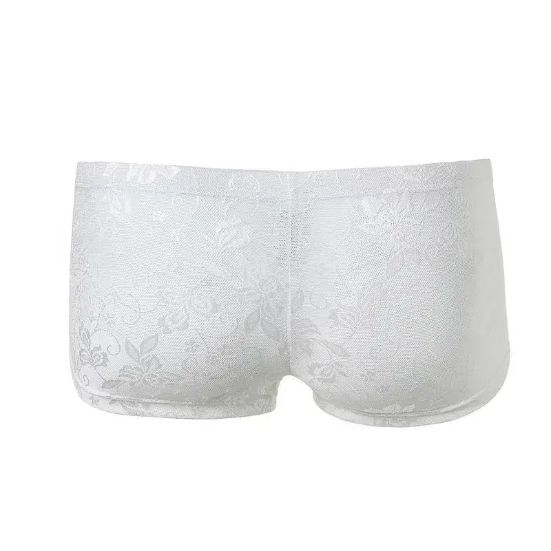 Sexy Mens Boxers Shorts Mesh Man Underwear Lingerie Trunk Transparent Mesh See Through Lace Underpants