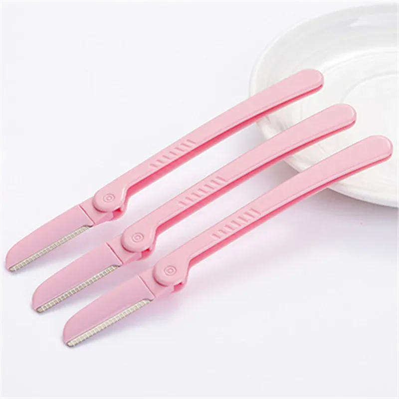 3Pcs/Set Pink Folding Eyebrow Trimmer Armpit Hair Razor Beauty Face Eye Brow Shaper Shaver Stainless Steel Blades Makeup Tools — image 3