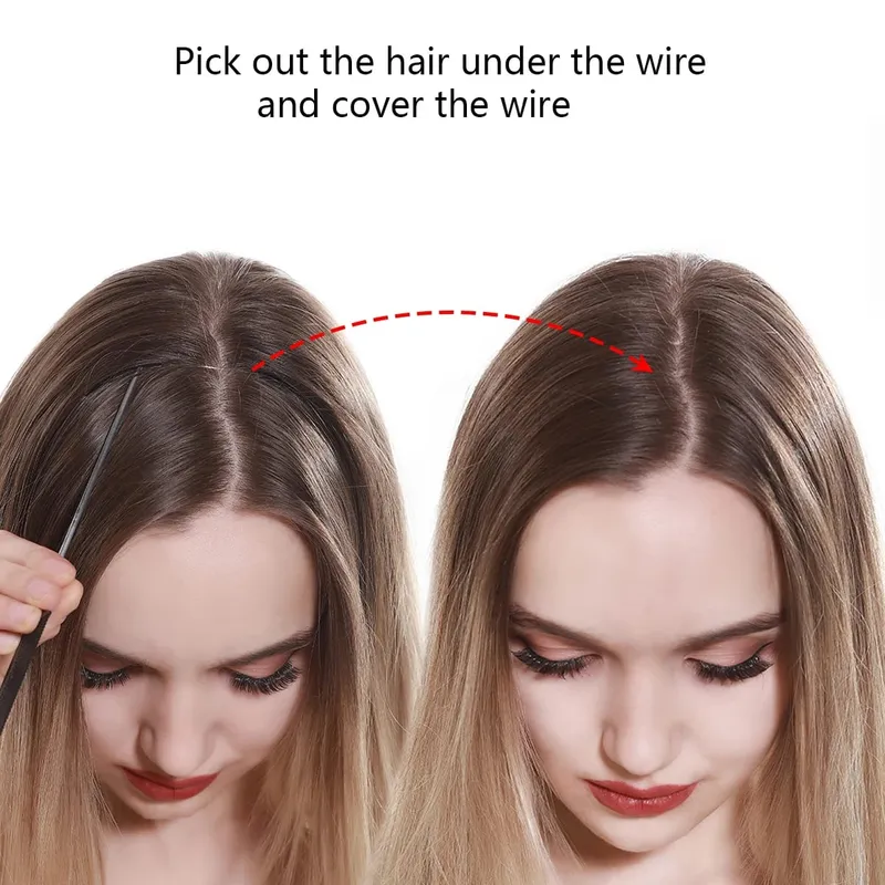 Synthetic Hair Extensions No Clips Fake Ombre Pink Blonde Brown Black Natural Wavy False Hair Piece For Woman — image 6