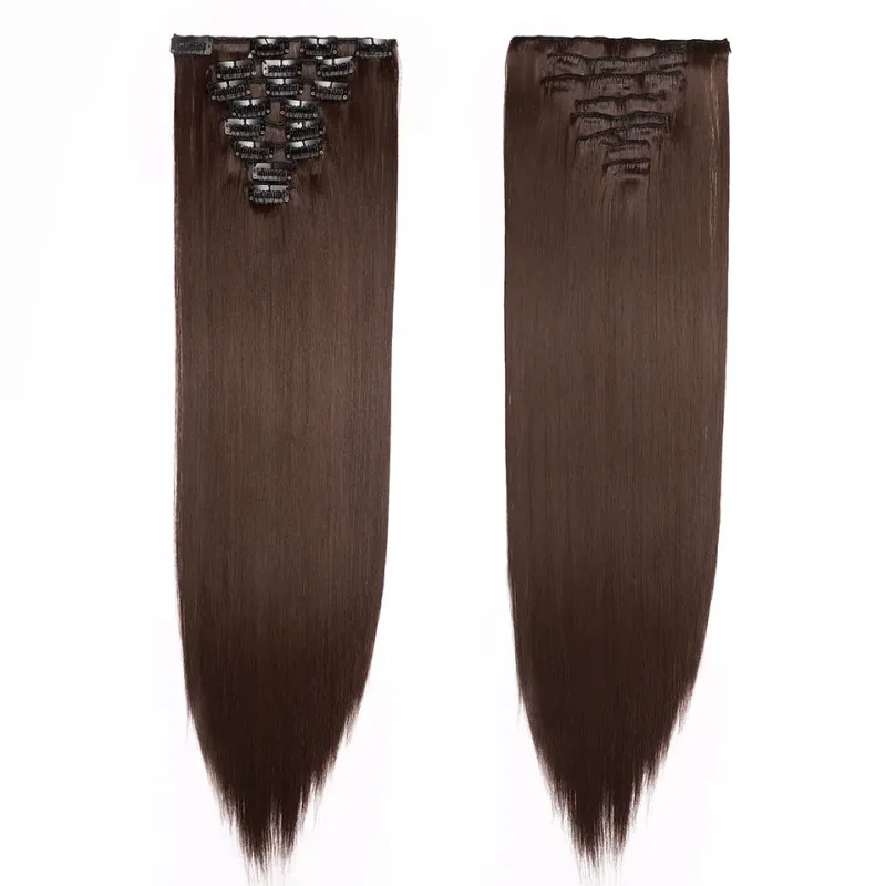 S-noilite Synthetic 8PCS/Set 18Clips Clip in Hair Extensions Long Straight Hair Extension Clip in Hair for Women — image 2