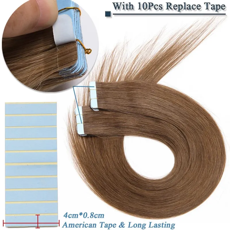 S-noilite Tape In Human Hair Extensions 2.5g/pc Straight Glue In Real Hair Extensions Human Hair Seamless Invisible Double Sides