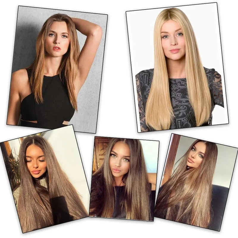 Synthetic Long Straight Clip In One Piece Hair Extension 5 Clips False Blonde Hair Brown Black Heat Resistant Fake Hair — image 6