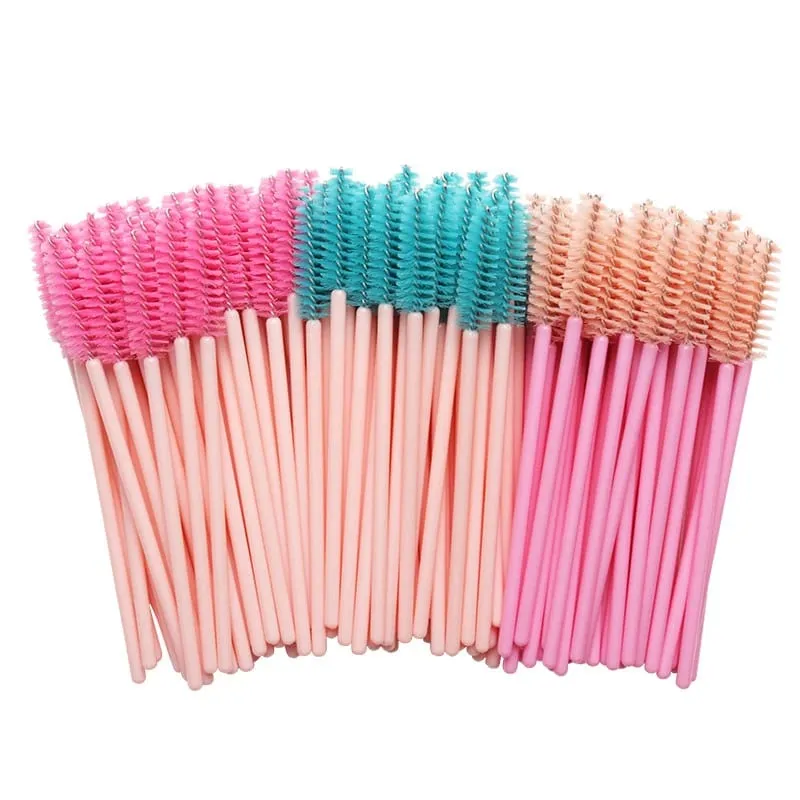 50 Pcs/Set Eyebrow Mascara Wand Eyelash Spoolie Brushes Wholesale Mix Disposable Lash Wands Eyelash Extension Brush Makeup Tools — image 2
