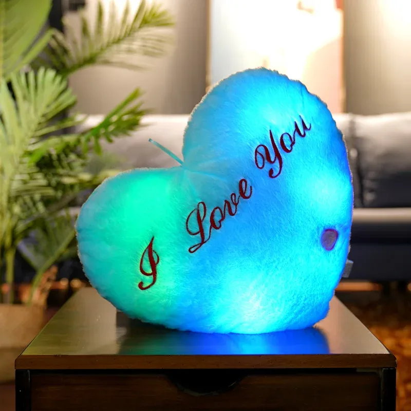 1pc 35CM Glowing Heart Shaped Plush Pillow Stuffed Decorate I LOVE U Colorful Luminous Toy Kids Companion Present Lovers Gift — image 8
