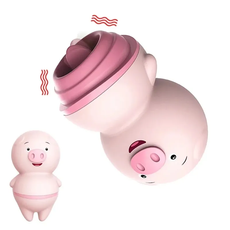 หมูสีชมพูลิ้นเลียเครื่องสั่น Anal Clitoris หัวนมนวด G-Spot ผลิตภัณฑ์สำหรับผู้ใหญ่เพศเร้าอารมณ์เครื่อง 6/2 โหมดของเล่นเพศหญิง