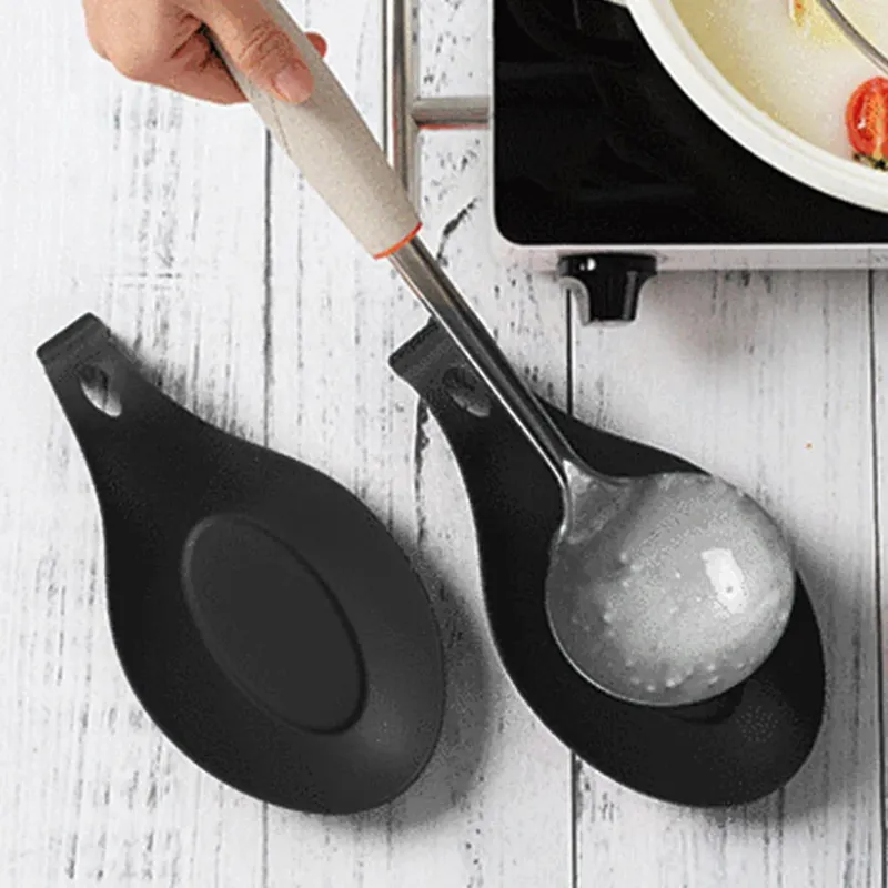 1PC Heat Resistant Silicone Spoon Shelf Chopstick Tray Pot Holder Stove Organizer Utensil Spatula Holder Spoon Pad Kitchen Tool — image 2