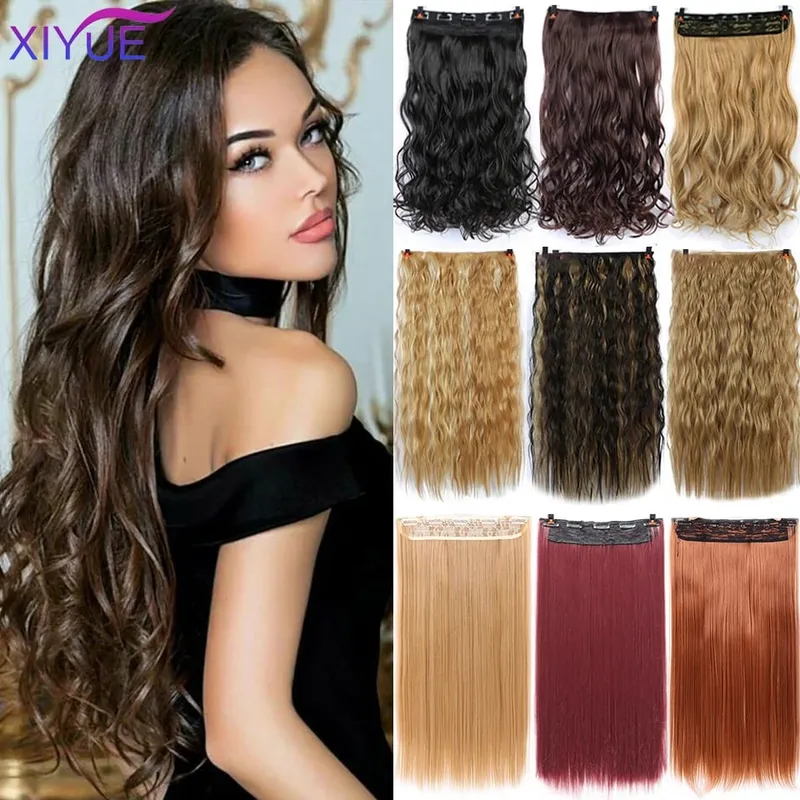 5 Clips Synthetic Hair Long Straight Clip In Hair Extensions False Hair Black Hair Pieces for Women — image 2