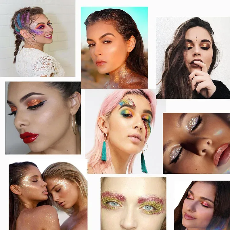 Glitter Eyeshadow Palette Pigment Shine Sequins Eye Shadow Highlighter Shimmer Colorful Make Up Pallete