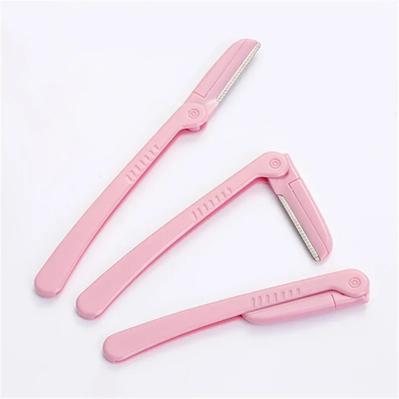 3Pcs/Set Pink Folding Eyebrow Trimmer Armpit Hair Razor Beauty Face Eye Brow Shaper Shaver Stainless Steel Blades Makeup Tools — image 2