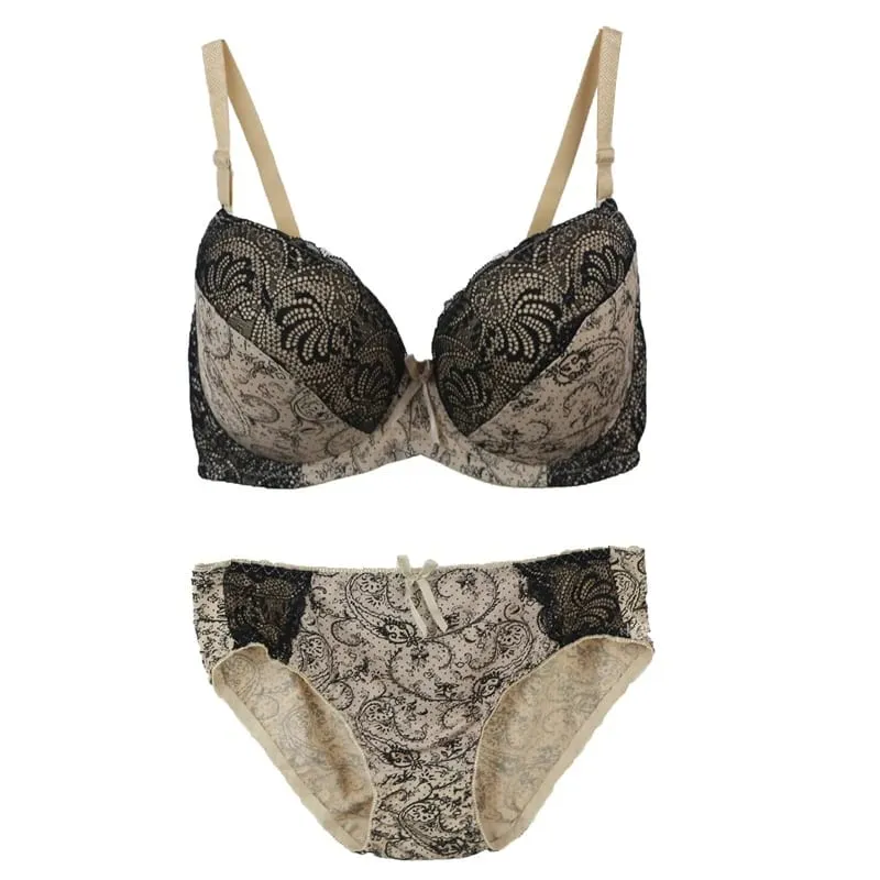 2025 New Brand Sexy High-Quality Push Up Padded Underwire Bow Bras Set Lace Flower Underwear For Womes Large Size Lingerie